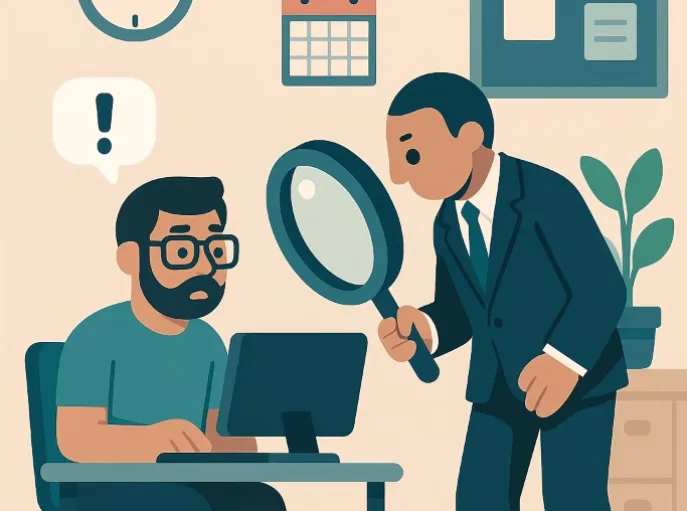 Arbeitnehmer, der vom Chef Überwacht wird