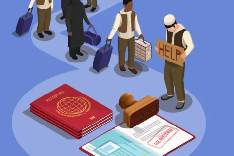 Asylanten bei der Einreise