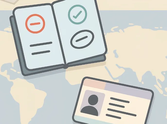 Reisepass und Personalausweis auf einer Weltkarte